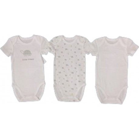 TEX BABY Body Blanc 100% Coton bio lot de 3