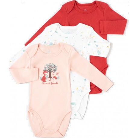 TEX BABY Body Multicolor 100% Coton bio lot de 3