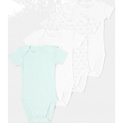 Body bébé vert/blanc 100% coton 12 mois lot de 4 bodies