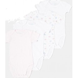 Body bébé rose/blanc 100% coton 3 mois lot de 4 bodies