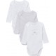 TEX BABY Body 100 % Coton Bio Blanc lot de 3 bodies