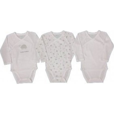 TEX BABY Body Blanc 100% Coton bio lot de 3