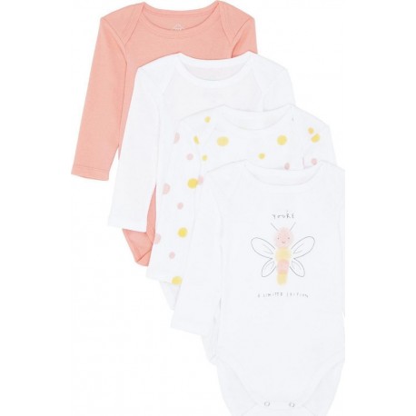 Body bébé rose/blanc 100% coton 3 mois lot de 4 bodies