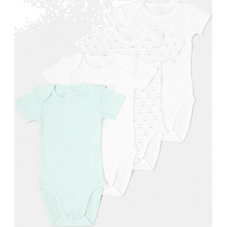 Body bébé vert/blanc 100% coton 36 mois lot de 4 bodies