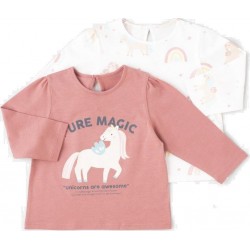 TEX BABY T-shirt bébé rose 12 mois lot de 2