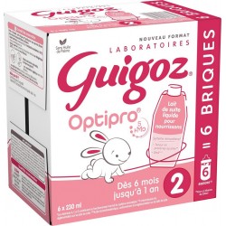 GUIGOZ Lait bébé de 6 mois juqu'à 1 ans lot de 6 briques de 230ml