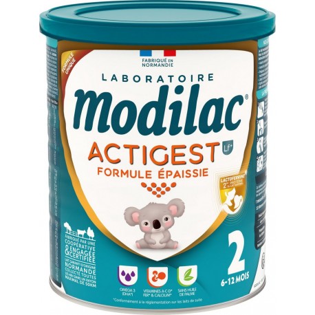 MODILAC Poudre Lait Bébé Actigest Formule Epaissie 6 12 Mois 800g