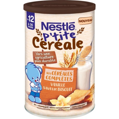 NESTLE Céréales bébé dès 12 mois aux céréales complètes vanille biscuit 415g