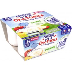 NESTLE TIT ONCTUEUX Dessert bébé dès 6 mois pomme NESTLE P'TIT ONCTUEUX les 4 pots de 90g