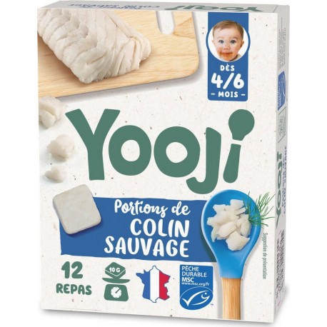 YOOJI Repas bébé dès 4/6 mois colin sauvage haché en portions les 12 galets de 10g