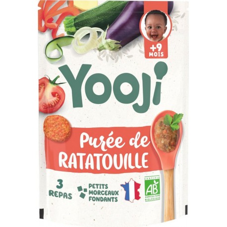 YOOJI Repas bébé dès 9 mois purée ratatouille avec morceaux en portions Bio les 24 galets de 20g