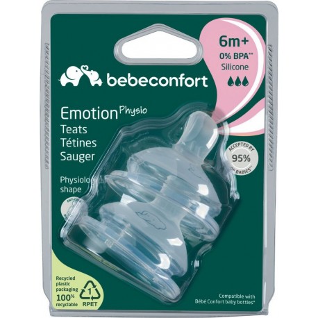 BEBE CONFORT Tétine physio silicone 4 mois et plus lot de 2 tétines