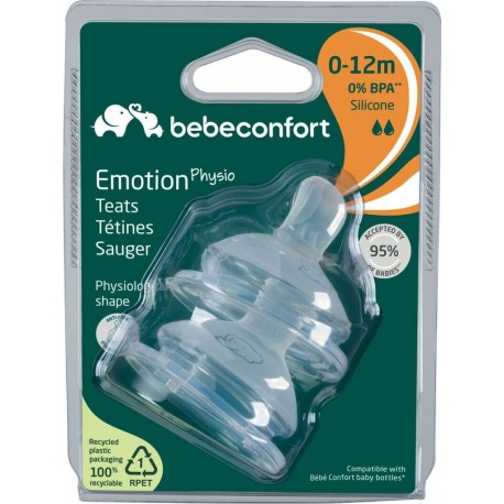 BEBE CONFORT Tétine physio silicone bébé lot de 2 tétines