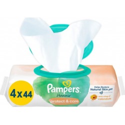 PAMPERS Lingettes Bébé Harmonie Protect & Care lot de 4 sachet de lingettes