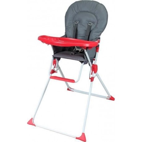 NC Bambisol Chaise Haute Fixe Des 6 Mois Mixte Gris Et Rouge