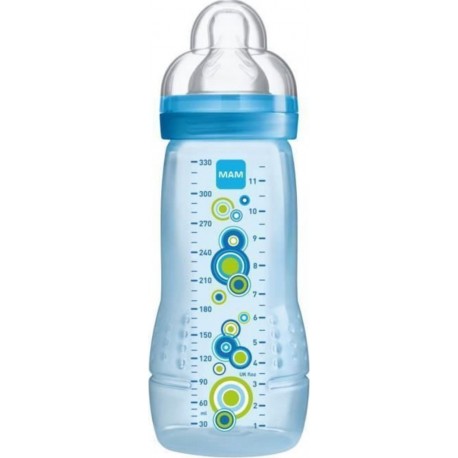 NC Mam Biberon Easy Active 2eme Âge Décoré 330ml A Partir De 6 Mois Tétine Débit X