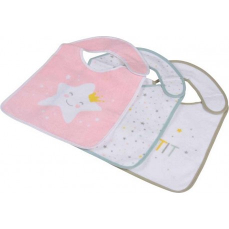 NC Lot De 3 Bavoirs Scratch ciel 35cm Rose