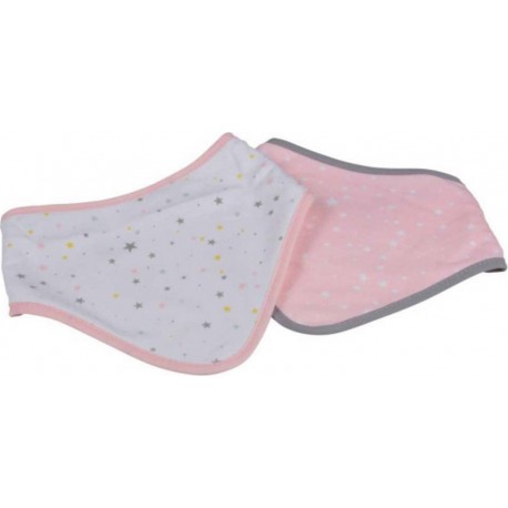 NC Lot De 2 Bavoirs Bandana ciel 41cm Rose