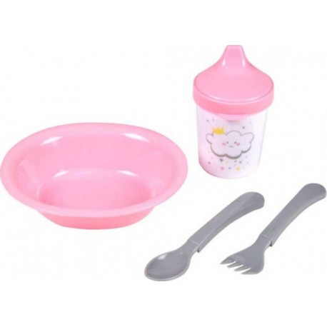 NC Coffret Repas 4 Pièces Pour Bébé ciel Rose