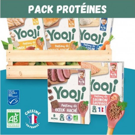 NC Yooji Mes Premiers Hachés De Viandes Bio Et Poissons Msc (en Portions) Dès 6 Mois Pour 3 Mois De Repas Bébé les 11 boîtes de 