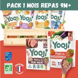 NC Yooji 1 Mois De Repas dès 9 mois Purées Morceaux De Légumes Et Hachés De Viandes Et Poissons les 13 sachets de 4800g