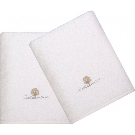 Eveil Et Nature Lot De 2 Serviettes Éponge 50x90 Cm Coton Bio Blanc