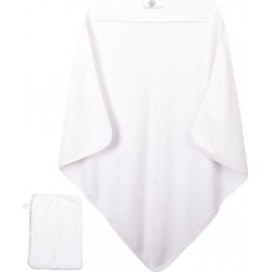 Eveil Et Nature Cape De Bain Et Gant 75x75 Cm Coton Bio Blanc