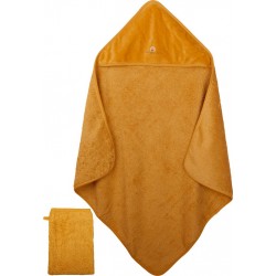 NC Eveil Et Nature Cape De Bain Et Gant 75x75 Cm Coton Bio Ambre