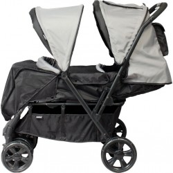 NC Bambisol Poussette Double Enfants Rapprochés | Habillage Pluie | Noir Gris