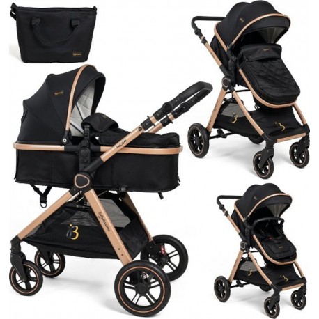 NC Bebelissimo Poussette Transformable Combinée Convertible 2 En 1 Poids 0-22Kg Nicea Noir