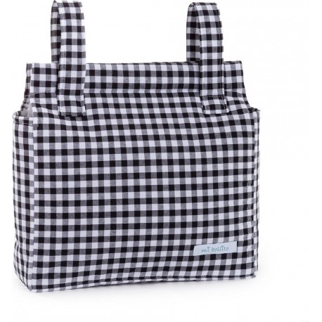 NC Sac Organisateur Pour Poussette De Bébé Mi Bollito Noir Vichy 10 X 35 X 35 Cm