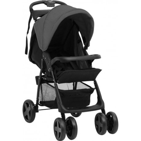 Poussette Pour Bébé 2-en-1 Gris Foncé Et Noir Acier Vidaxl