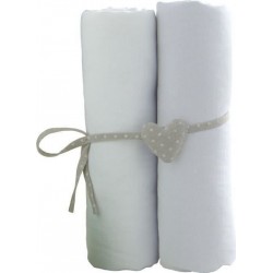 Babycalin 2 Draps Housse Bébé Blanc Blanc 60 X 120 Cm Jersey 130gr/m²