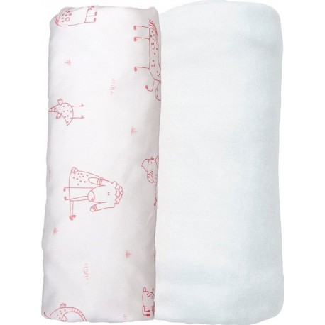 Blanc Avenue Bébé Lot De 2 Draps Housses Jersey 40x80 Cm Blanc/rose