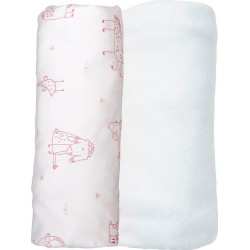 Blanc Avenue Bébé Lot De 2 Draps Housses Jersey 70x140 Cm Blanc/rose