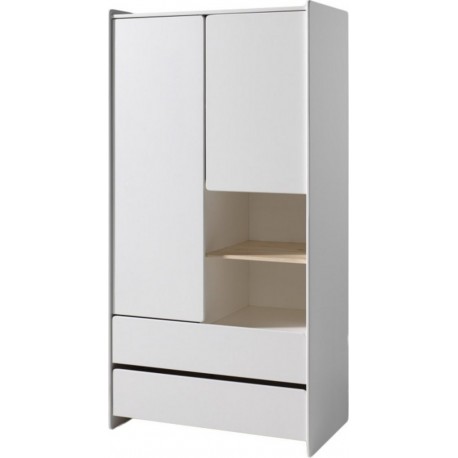 kiddy Armoire 2 Portes & 2 Tiroirs kiddy 90cm Blanc