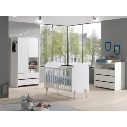 kiddy Pack Lit Bébé 60x120cm, Commode, Plan À Langer & Armoire 2 Portes kiddy Blanc