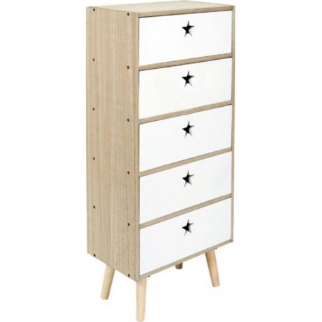 Chiffonnier Enfant star 91cm Blanc & Beige