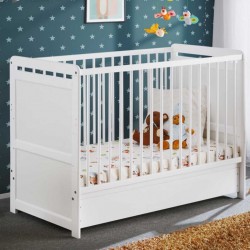 Lit Bébé, Matelas & Tiroir De Lit tymek 124cm Blanc