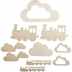 NC 10 Pendentifs En Bois Pour Mobile Petit Train