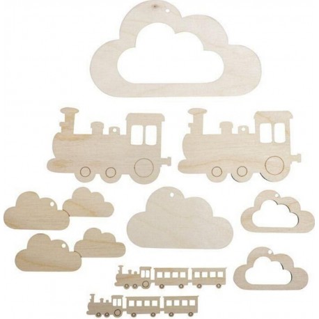 NC 10 Pendentifs En Bois Pour Mobile Petit Train