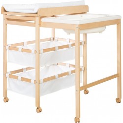 ROBA Table À Langer Avec Baignoire Baby Pool + Matelas À Langer Blanc Naturel