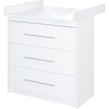 ROBA Commode Étroit Maren + Table à Langer Amovible 3 Tiroirs Blanc