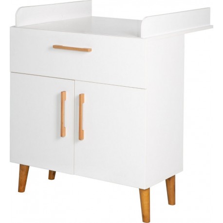 ROBA Commode Mick – Incl. table à langer – Blanc / Chêne dore