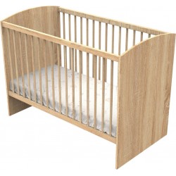 NC Lit Bébé 120 X 60 Avec Têtes De Lit Arrondies En Bois Décor Chêne Doré