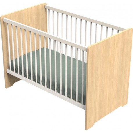 NC Lit Bébé 120 X 60 Avec Têtes De Lit Arrondies En Bois Décor Chêne Miel