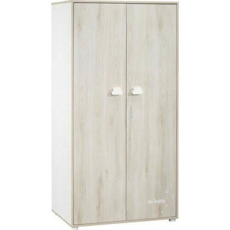 NC Babyprice Armoire Chambre Bébé Smile Hetre Cendré 2 Portes