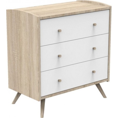 Commode 3 Tiroirs Access Blanc Et Bois