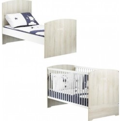 NC Babyprice Lit Bébé Évolutif Little Big Bed Smile Hetre Cendré 140x70 Cm