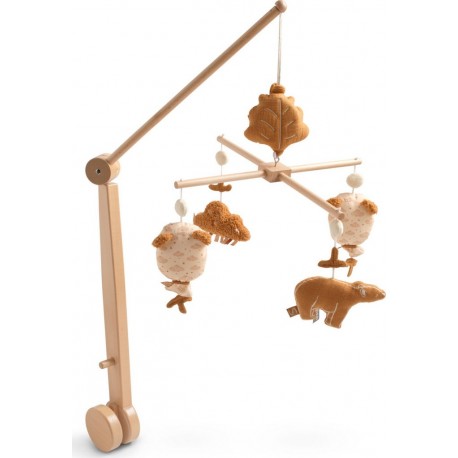 NC Mobile Musical En Bois Avec Jouets Ours En Gaze De Coton